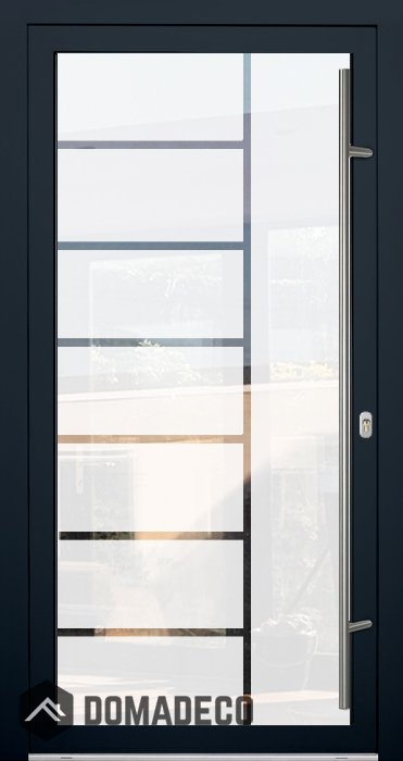 LIM-BATCH Glass S7 - ytterdörr i frostad aluminium med transparent dekor