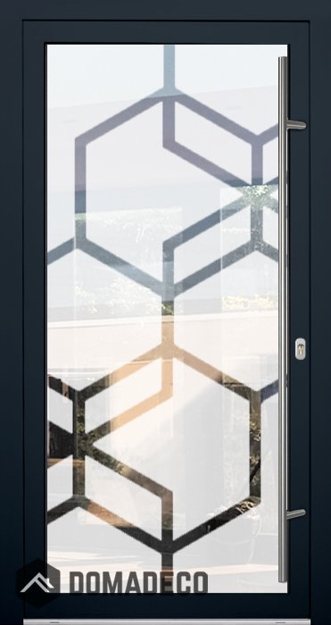 LIM-BATCH Glass S13 - frostad säkerhetsdörr i aluminium med transparent dekor