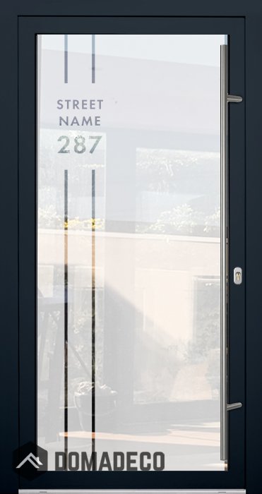 LIM-BATCH Glass S23 -  aluminium ytterdörr mjölk med transparent adress