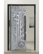 Pivot door with Eiffel Tower texture of milled metal