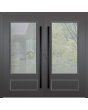 Classically styled traditional aluminium double hinged door with glass