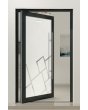 PIVOT Glass S - pivĺdörr i frostad aluminium med transparent motiv