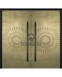 Aluminum hinged double door with gold texture of milled metal