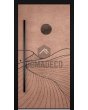 Aluminum front door with copper texture of milled metal