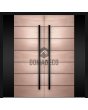 Aluminum double hinged door with copper texture of milled metal