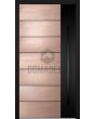 Aluminum front door with copper texture of milled metal