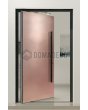 Aluminium pivot door with a copper coating