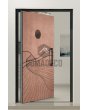 Aluminium pivot door with copper texture of milled metal
