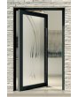 PIVOT Glass S - pivĺdörr i frostad aluminium med transparent motiv
