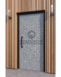 LIM Squares - ytterdörr i aluminium med kvadratisk textur av fräst metall